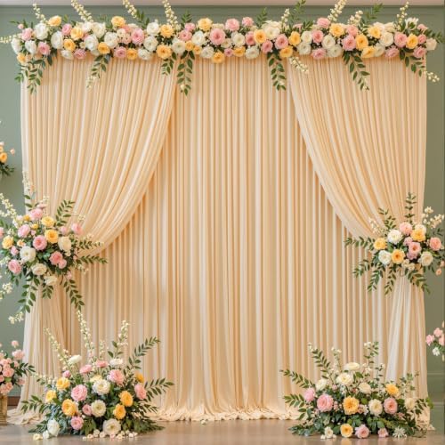 Dark Champagne Backdrop Curtain for Parties Wedding Baby Shower Wrinkle Free Photo Curtains Backdrop Drapes Fabric Decoration for Bridal Shower 5ft x 7ft,2 Panels