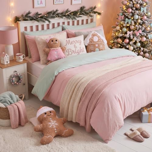 Konohan 3 Pcs Christmas Gingerbread Man House Throw Pillows Pastel Pillow