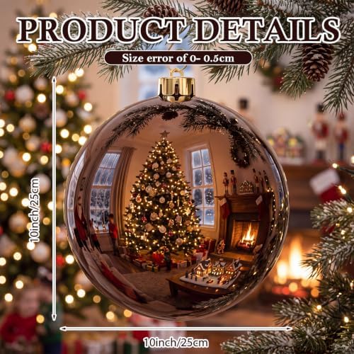 Threan 10 Inch Large Chocolate Brown Shiny Christmas Ball Ornaments
