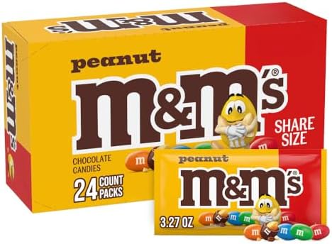 M&M'S Peanut Milk Chocolate Candy, Bulk Individually Wrapped, 62 oz