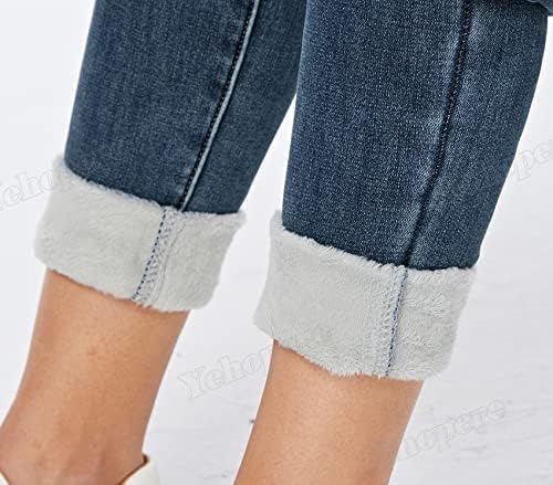 Yehopere Women's Winter Fleece Lined Jeans Slim Fit Warm Skinny High Waist Denim Jean