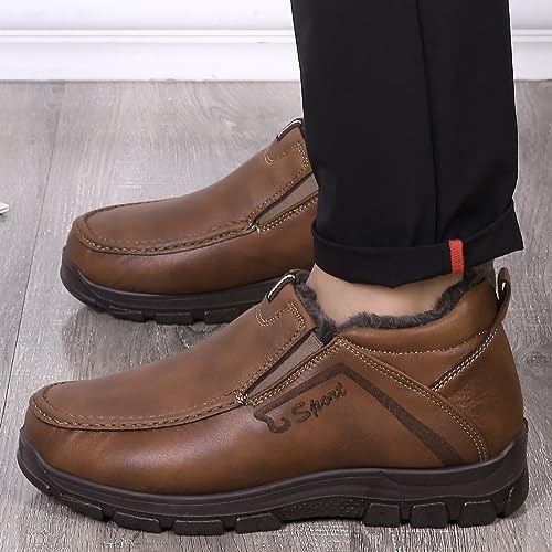 COSIDRAM Mens Shoes Winter Snow Boots Slip On Warm Cotton Padded Loafers