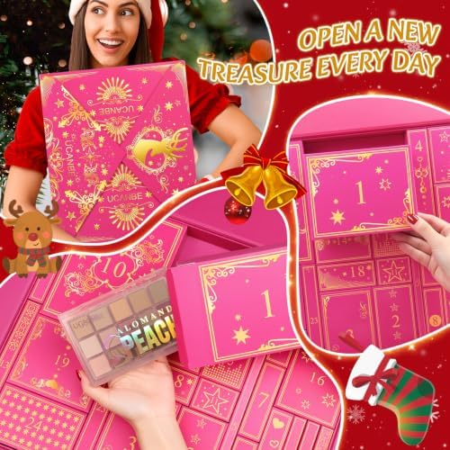 UCANBE Makeup Advent Calendar 2026, 24-Day Christmas Full-Size Makeup Gift Set for Women & Teen Girls, Luxury Cosmetic & Skincare Countdown Calendar, Xmas Holiday Beauty Surprise Make Up Gift Kit