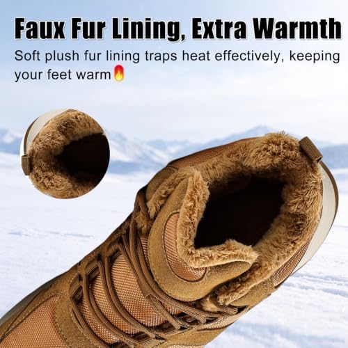 Winter Boots for Men and Women, Warm Fur-Lined Snow Boots with Slip-Resistant Outsole, High-Top Hiking Boots for Outdoor Walking and Cold Weather