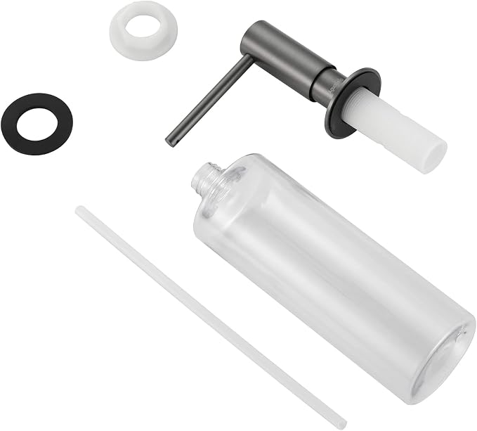 AguaStella ASF026GS Bulit in Dispenser Grey Stainless for Kitchen Sink with Soap Bottle Countertop Pump