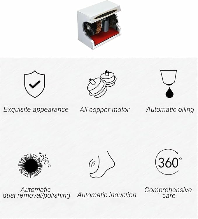 Electric Shoe Shine Polisher, Commercial Automatic Shoe Polishing Machine with Double Combination Brush for Hotel Entrance Hall