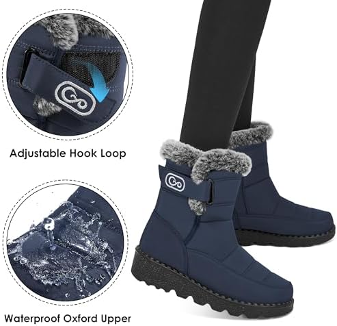 Ablanczoom Womens Winter Snow Boots with Warm Fur Lining Comfortable Booties Non Slip Waterproof Outdoor Shoes