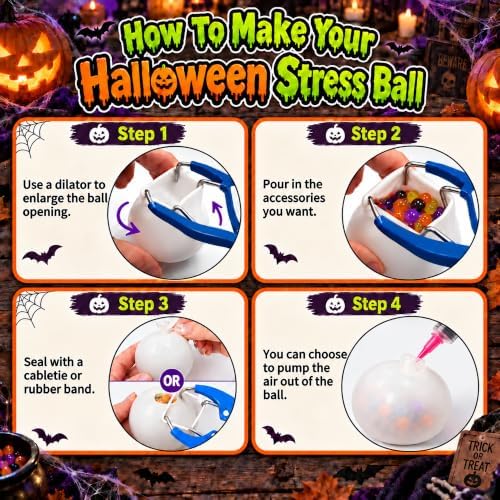 Halloween DIY Stress Ball Making Kit, Squishy Craft Set with Fillers