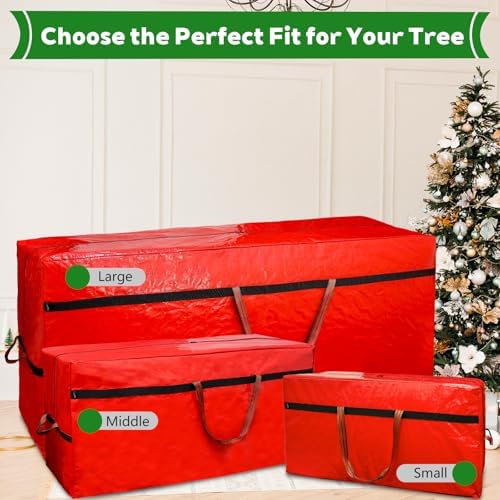 WFK 9FT Large Christmas Tree Storage Bag Waterproof Xmas Tree Bag Red
