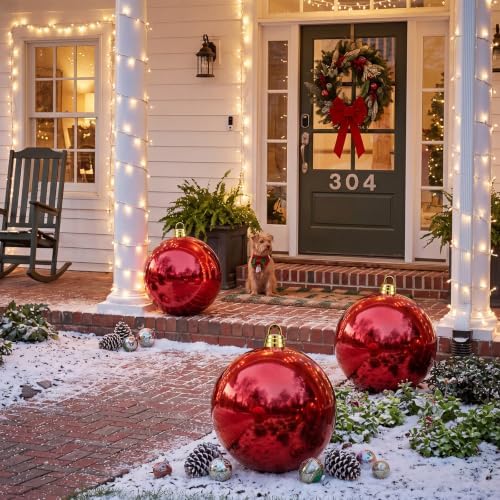 Threan 12 Inch Large Red Shiny Christmas Ball Ornaments for Christmas Tree