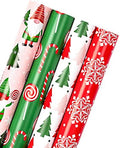 WRAPAHOLIC 30 Inch Christmas Wrapping Paper Roll - Jumbo Roll Red, Green and Pink Christmas Gnome Elf Holiday Collection - 4 Rolls - 30 Inch x 120 Inch Per Roll