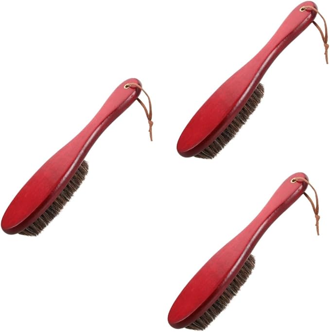 NOLITOY 3pcs Handle Horsehair Shoe Brush for Cleaning Shoes Cleaning Tool Compact Design for Household Use Soft Bristle
