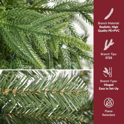 SHareconn 7.5ft Prelit Artificial Norfolk Pine Christmas Tree Color Lights
