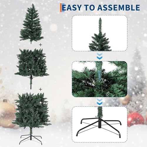 GarveeHome 6 ft Pencil Christmas Tree,Artificial Pre-Lit Christmas Tree,Realistic Xmas Tree Artificial Holiday Decoration for Indoor and Outdoor Use
