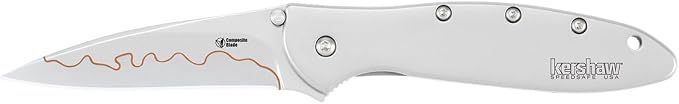 Kershaw Leek, BlackWash Pocket Knife (1660BLKW); 3 Sandvik 14C28N Steel Blade, 410 Stainless Steel Handle, BlackWash Finish, SpeedSafe Assisted Open, Frame and Tip Locks, Reversible Pocketclip; 3 OZ