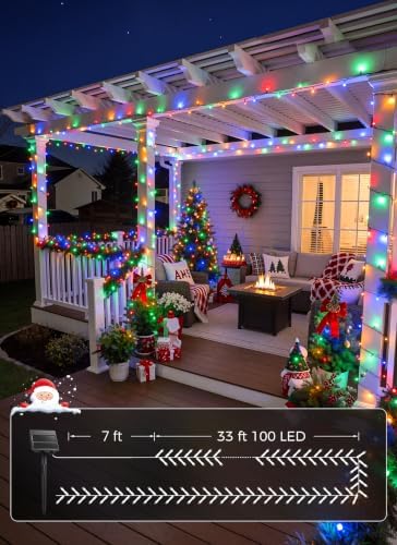4 Pack 400LED Solar Christmas Lights Outdoor Waterproof, Multicolor 160 FT