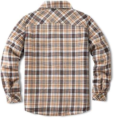 Men's Sherpa Cotton Flannel Shirt Jacket Plaid Button Coat Pocket