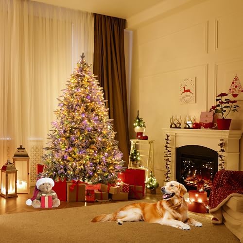 Sunnyglade 4ft Artificial Snow Flocked Christmas Tree with 240 LED Lights