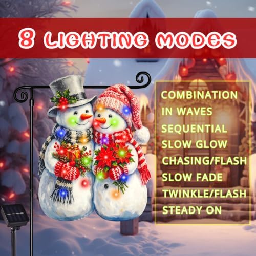 Lighted Christmas Garden Flag for Outside, Snowman, 12x18 In