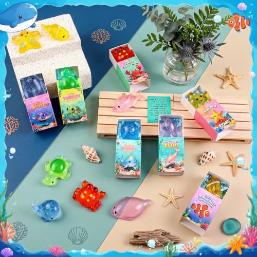 28 Sets Positive Gifts Ocean Animal Favors with Boxes