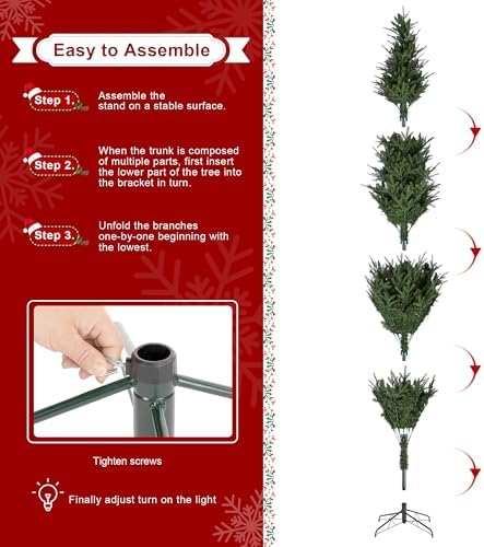 Glitzhome 9ft Prelit Christmas Tree, Slim Christmas Tree Artificial Tree Radiant Evergreen Fir with 650 Warm White/Multi-Color LED Lights, 9 Function, w/Remote Control & Metal Base, Easy Assembly