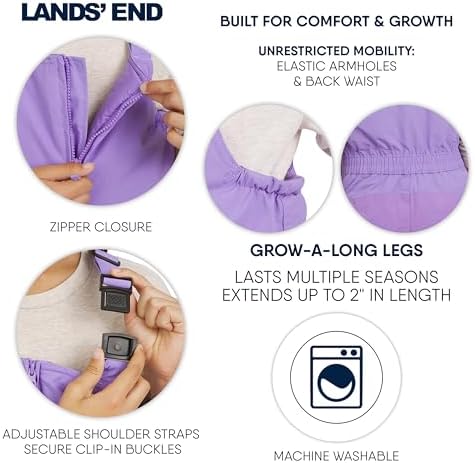 Lands' End Unisex Kids Squall Waterproof Adjustable Insulated Iron Knee Snow Bib Overalls