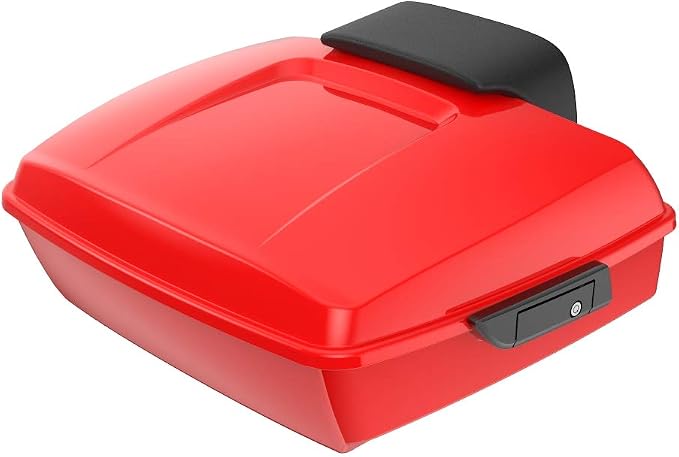 Advanblack Road Glide Tour Trunk Pack Scarlet Red Chopped Tour Trunk Pack Backrest Pad for '97-'25 Harley Touring Road King Street Glide Electra Glide CVO models