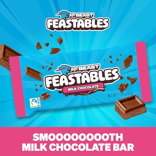 MrBeast Feastables Milk Chocolate Bar, Full Size, 24 Count, Fairtrade Cocoa
