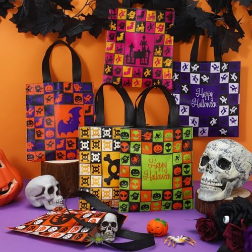 Sweetude 120 Pcs Halloween Tote Bags Bulk Halloween Trick Treat with Handle