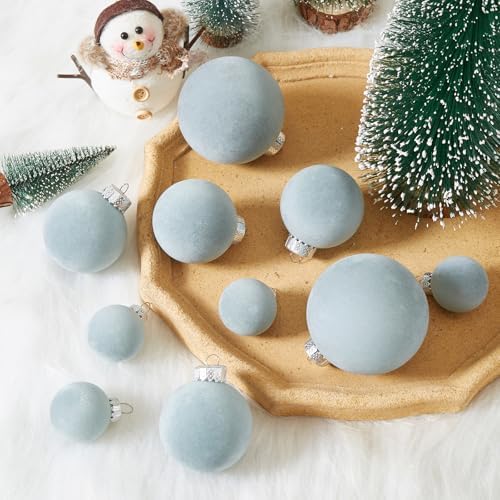 Velvet Christmas Ball Ornaments-46pcs Flocked Shatterproof Tree Decorations