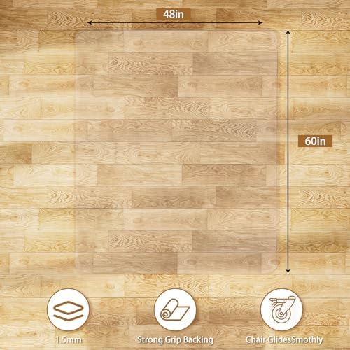 Clear Office Chair Mat for Hard Floors, Plastic Floor Protector for Chairs