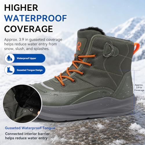 relxfeet Men's Waterproof Winter Snow Boots Wide Toe Box