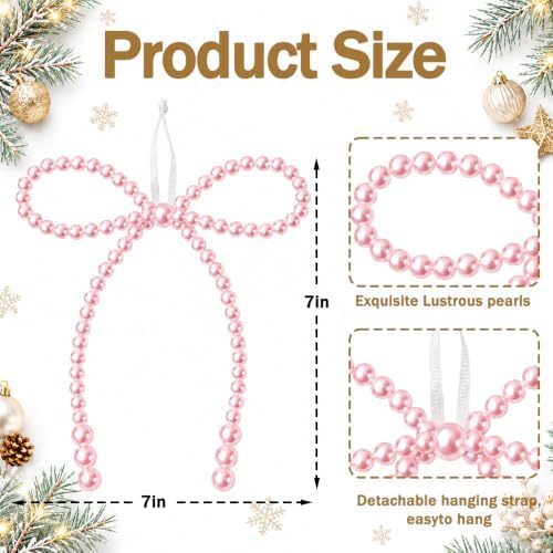 DIYDEC 18PCS Large Christmas Pearl Bow Ornament 7in Tree Topper Decor