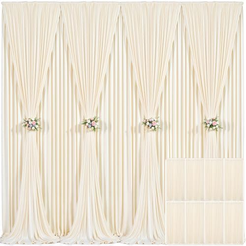 8 Panels Champagne Backdrop Curtain for Parties Wedding Baby Shower Wrinkle Free Photo Curtains Backdrop Drapes Fabric Decoration for Bridal Shower 40ft(W) x 10ft(H)