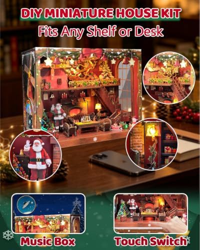 OZJAY Christmas Miniature House Kit, 3D Wooden Puzzles for Adults