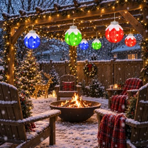 Christmas Light Balls Outdoor, Hanging Ball Lights, Red/Green/Blue