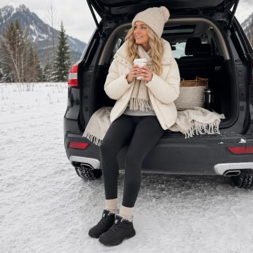 SHIBEVER Snow Boots Women Warm: Winter Fur Lined Ankle Booties
