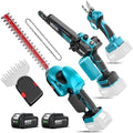 SEESII 4-in-1 Electric Mini Chainsaw, Battery Hedge Trimmer & Pruner Combo