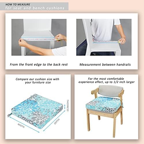 JMGBird Outdoor Chair Cushions Set of 4 - Waterproof Patio Seat Cushions 19x19 Inch with Ties, High Density Foam Square Cushions for Garden Furniture, Weather Resistant