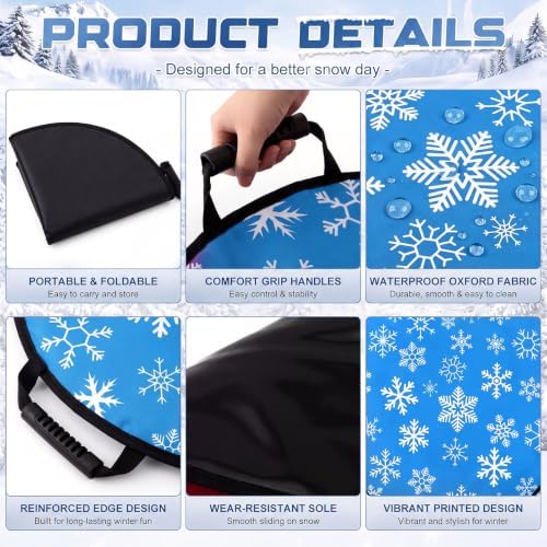 26" Foldable Snow Sleds with Handles for Adult