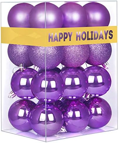 Iris Purple 3.2" Large Christmas Balls - Christmas Tree Decoration Ornaments Shatterproof Hanging Balls for Birthday Halloween Holiday Wedding Decorations Set of 24pcs
