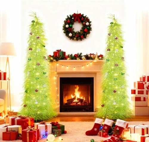 Christmas Tree 6FT Artificial Xmas Decor Pop Up with Decoration Fruit Green