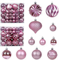 Christmas Tree Balls Ornaments Set, 48 Pcs Shatterproof Plastic Decorative Baubles Shiny Hanging Ball Ornaments for Xmas Tree Holiday Party Wedding Decoration, Pink