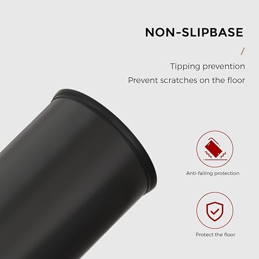 9L/2.4GAL Black and Gold Bathroom Trash Can, Small Trash Can with FILP Lid for Bathroom,Hotel,Office,Lundry,Powder Room (ＢＬＡＣＫ)