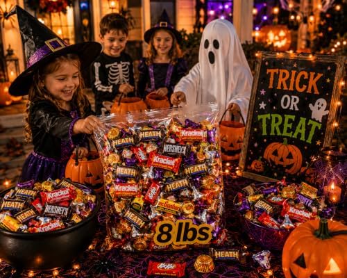 Halloween Chocolate Candy Variety Pack - 8lb Halloween Candy Bulk Individually Wrapped - Assorted Chocolate Candy for Trick or Treat, Party Favors, Pinatas, Goodie Bags and Office Snacks