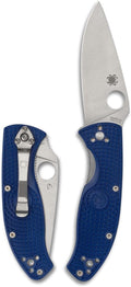 Spyderco Tenacious Lightweight Folding Pocket Knife, PlainEdge | 7.77" Overall Length, 3.9" CPM S35VN Steel Blade, Blue, FRN Handle, LinerLock, Full-Flat Grind