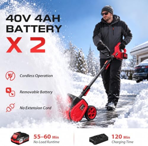 Cordless Electric Snow Shovel, 40V Snow Blower, 17'' width