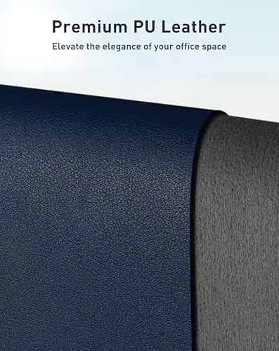 Aothia Faux Leather Desk Mat - Large Mouse Pad, Non-Slip PU Leather Blotter, Waterproof Writing Surface for Office and Home (Dark Blue, 40" x 24")