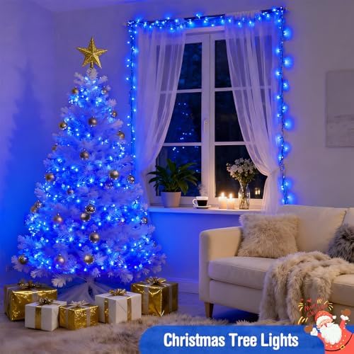 JMEXSUSS168ft 600 Blue LED Christmas Lights Outdoor Waterproof with Remote