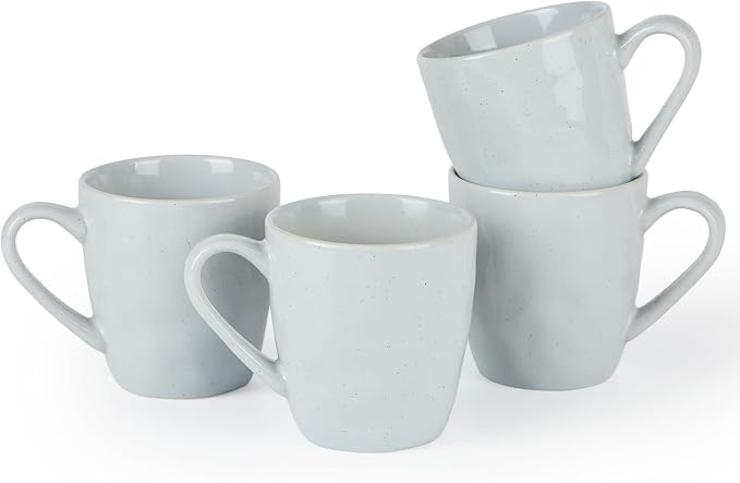 famiware Mars 4 Pieces Coffee Mug, 14oz Tea Mug, Catering Mugs with Handle for Coffee, Tea, Cocoa, Milk, Light Gray
